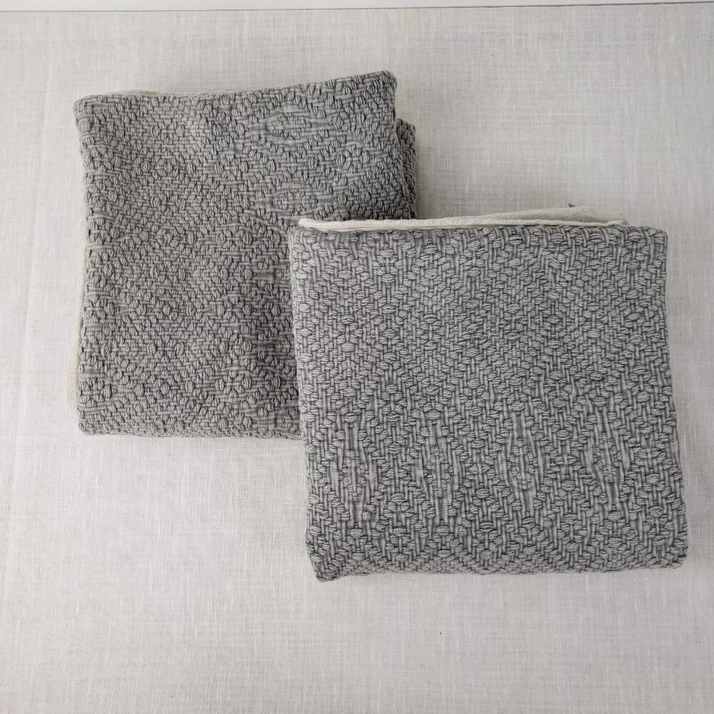Pottery Barn Pair Washed Diamond Pillow Covers 20x20
